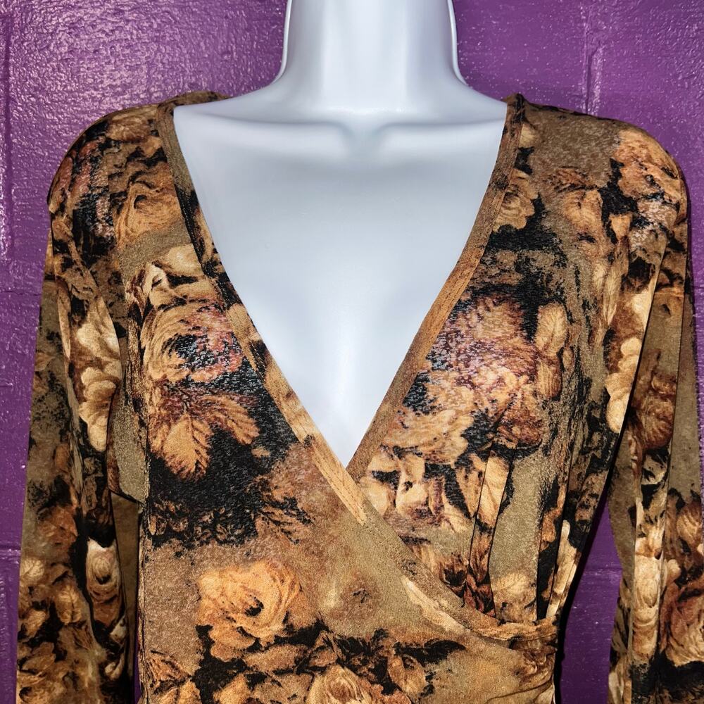 Karen Kane Lifestyle 90s Romcom Y2K Brown Floral Whimsical Romantic Boho L - Picture 4 of 11